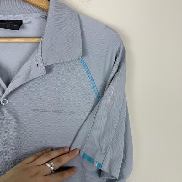 Porsche Design Light Blue Polo Shirt Size M Logo Athletic Fit Divers Selection - Picture 4 of 8